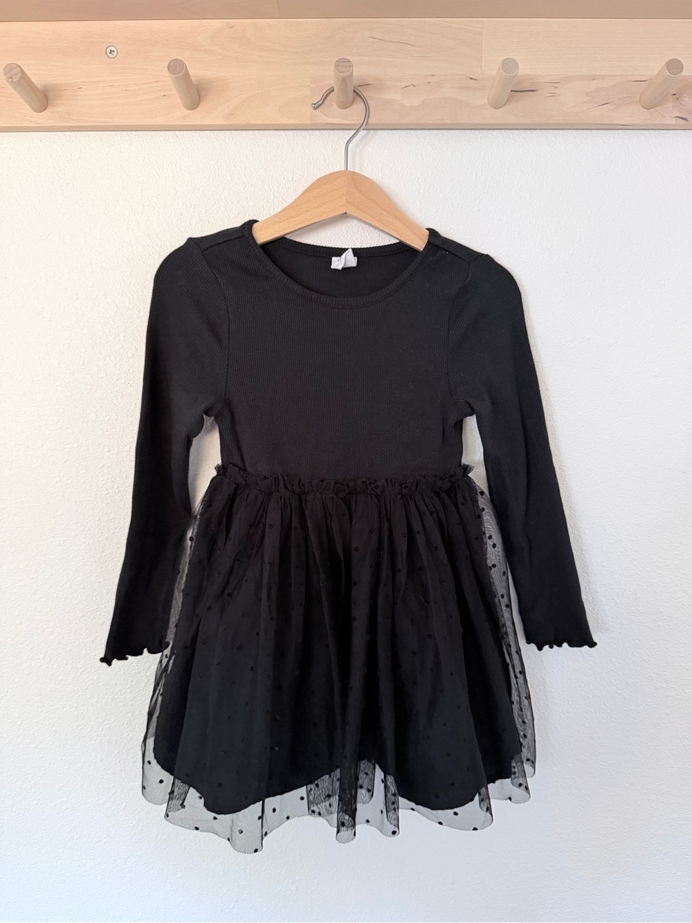 Toddler GAP Black Long-Sleeve Tulle Dot Dress